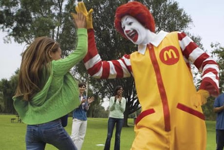 Ronald McDonald and a girl